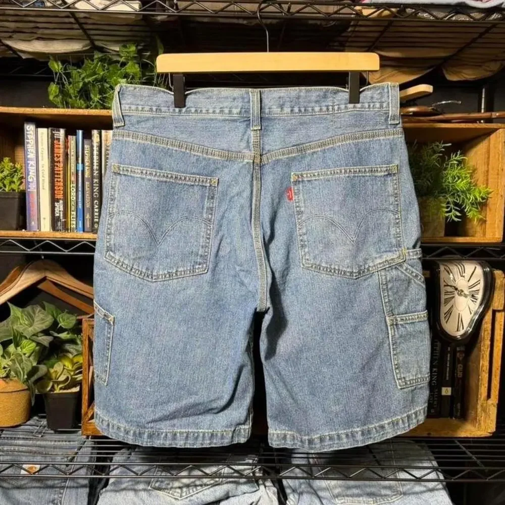 Vintage Y2K Levi's Carpenter Jean Shorts Blue Denim Baggy Skater Jorts Mens 34